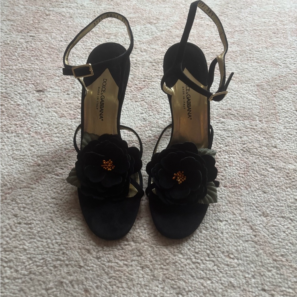 Dolce & Gabbana Black Floral Women's Sandals